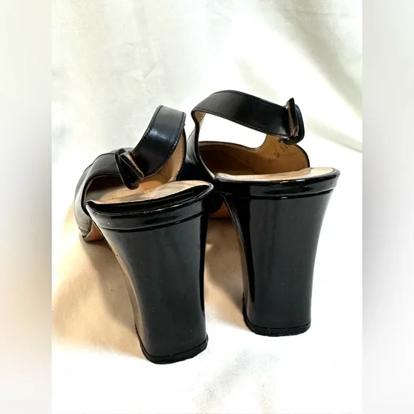 Salvatore Ferragamo Black Patent Slingback Heels